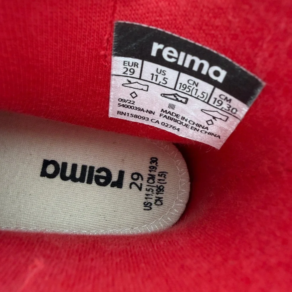 Reima Kid's Red Ankles Rubber Rain Boots Waterproof Sz 11.5